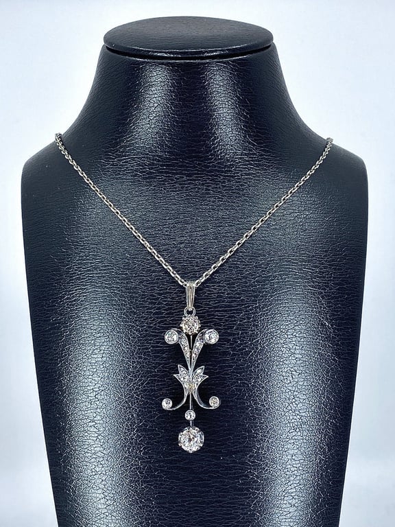 White gold pendant silver Diamonds Napoleon III Period. - Image 3