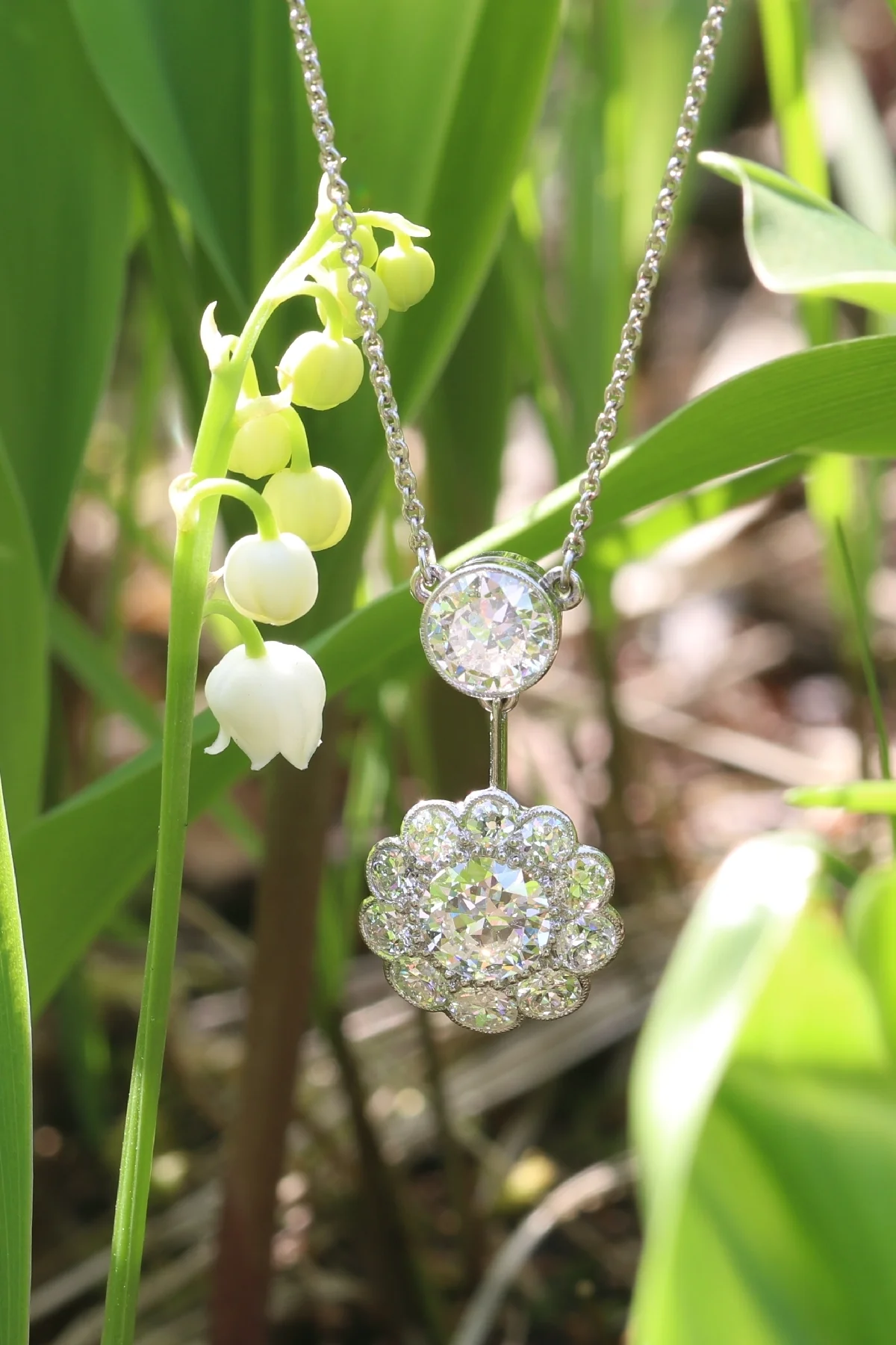 Rêverie Art Deco: Old-cut diamond pendant from the 1950s with an elegance of 4.27 ct  - Image 4