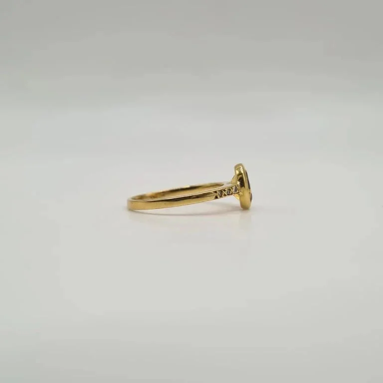 Solitaire 18-carat yellow gold set with an oval citrine  - Image 4