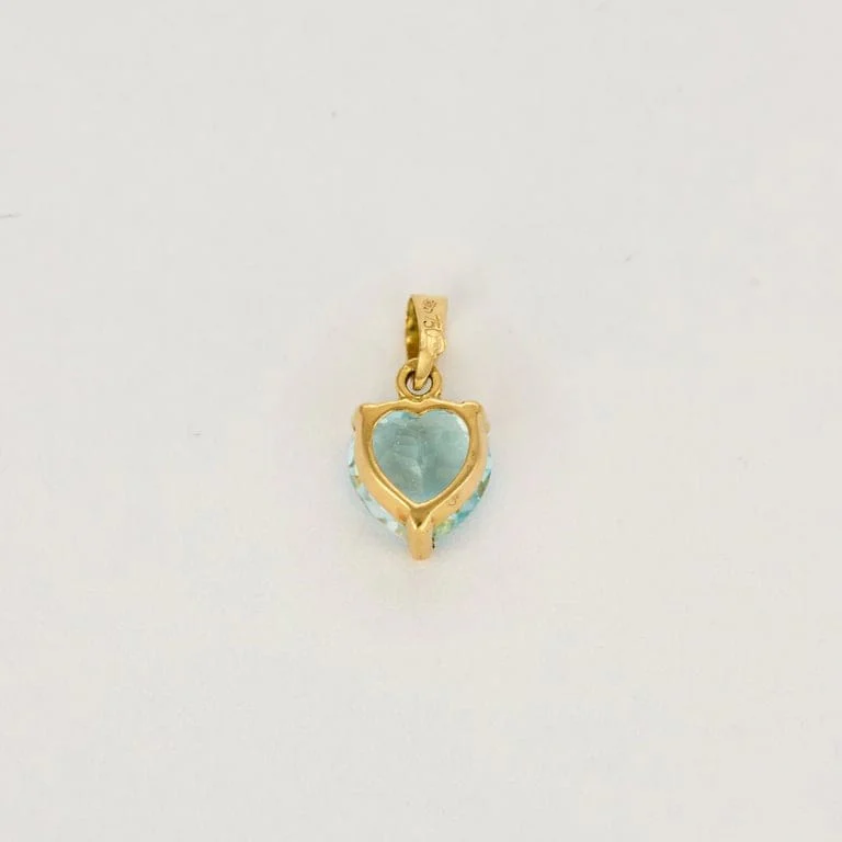 Yellow gold and blue topaz pendant - Image 3