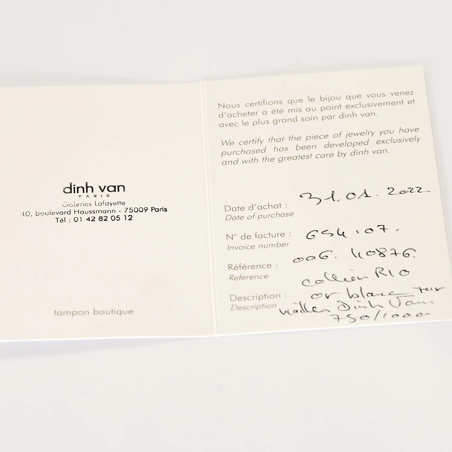 DINH VAN - R10 handcuff necklace in white gold  - Image 9