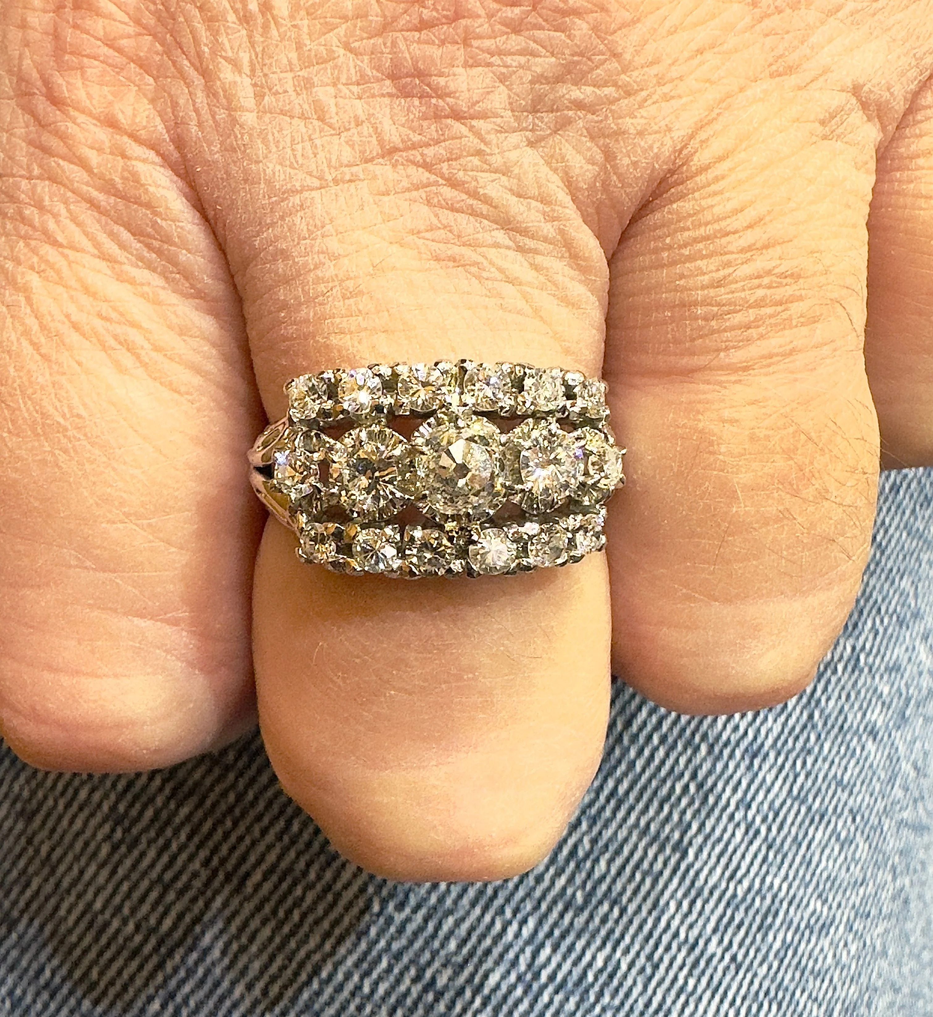 Antique white gold garter ring with diamonds - Image 7