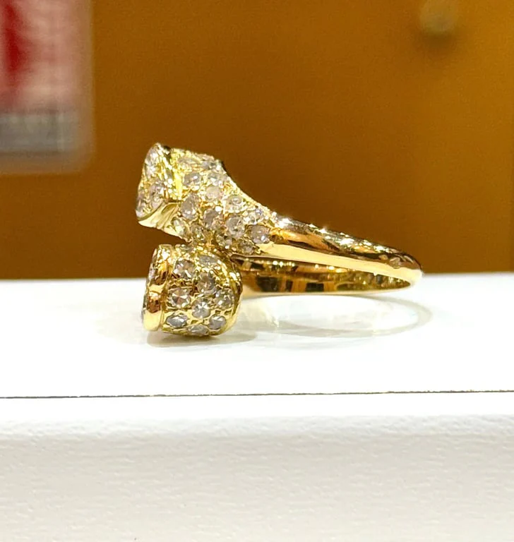 Ring Toi & Moi double heart yellow gold and diamonds  - Image 7