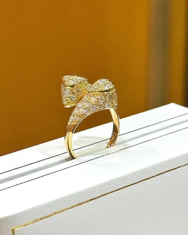 Ring Toi & Moi double heart yellow gold and diamonds  - Image 8