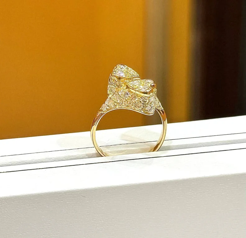 Ring Toi & Moi double heart yellow gold and diamonds  - Image 9