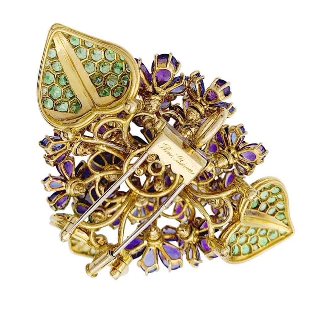 René Boivin clip, “Bouquet de Violettes”, yellow gold, colored gems. - Image 5