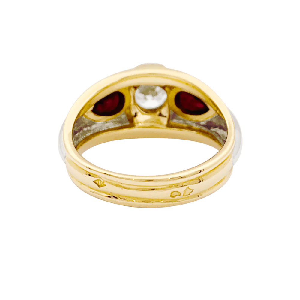 Gold ring, platinum, diamond, ruby. - Image 3