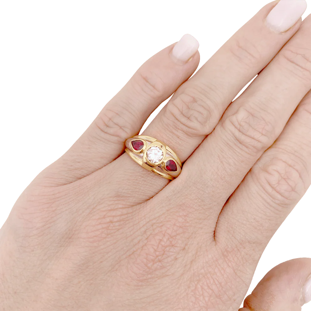 Gold ring, platinum, diamond, ruby. - Image 5