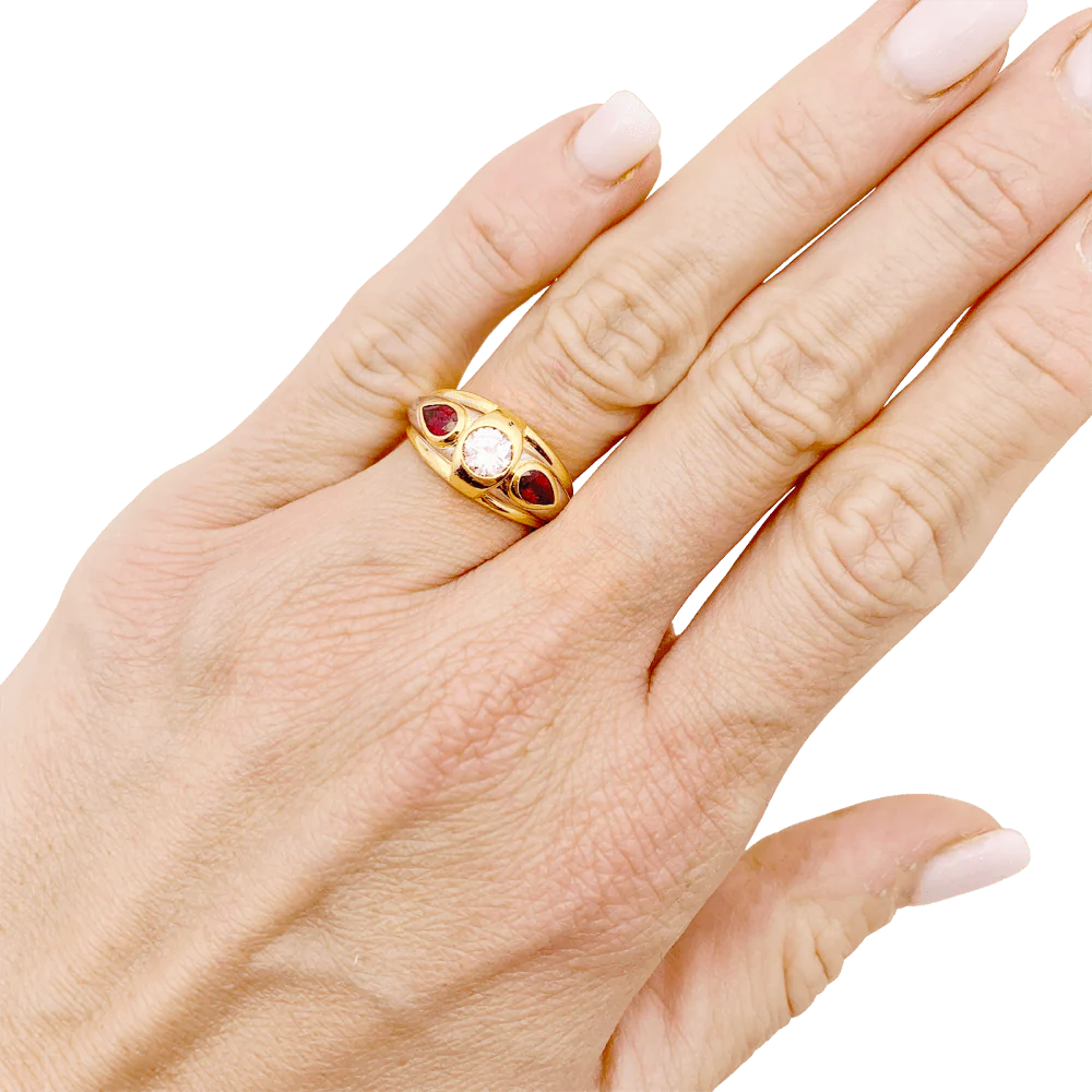 Gold ring, platinum, diamond, ruby. - Image 6