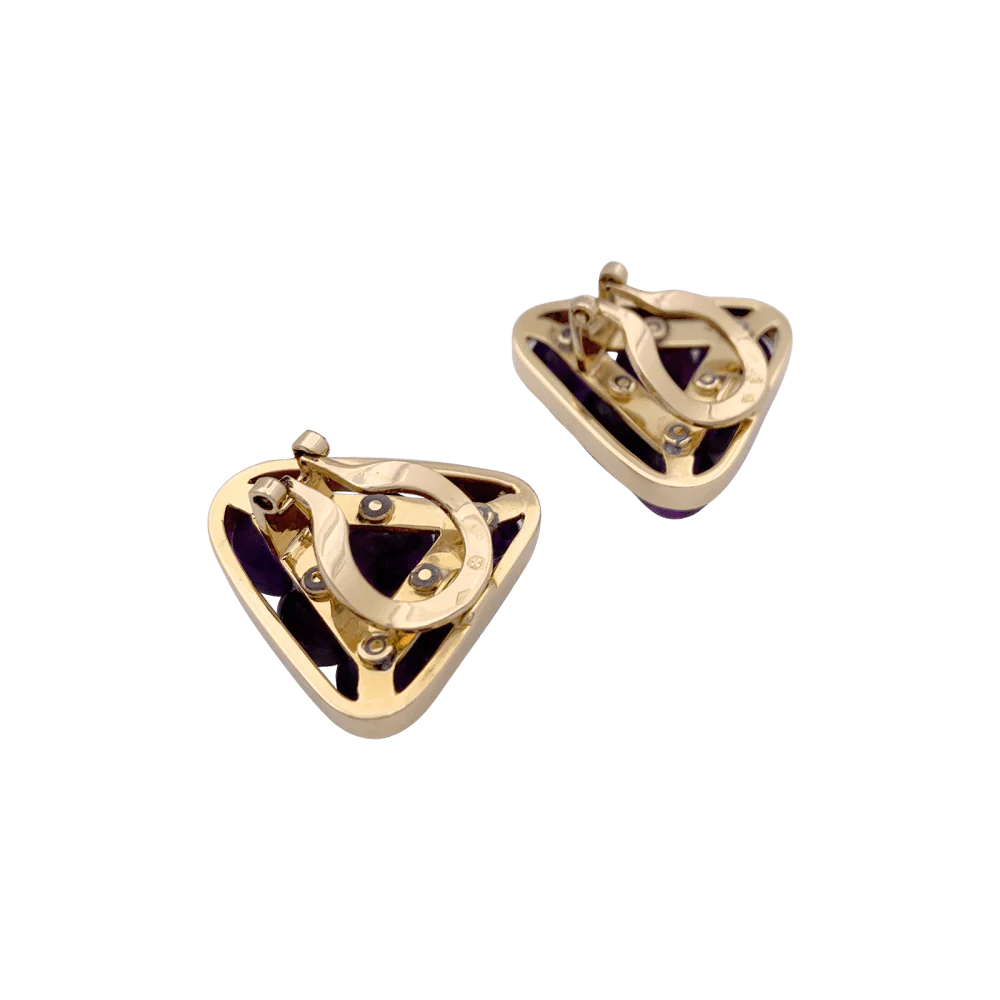 Vintage yellow gold and amethyst ear clips. - Image 4