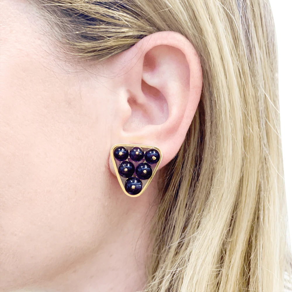 Vintage yellow gold and amethyst ear clips. - Image 6