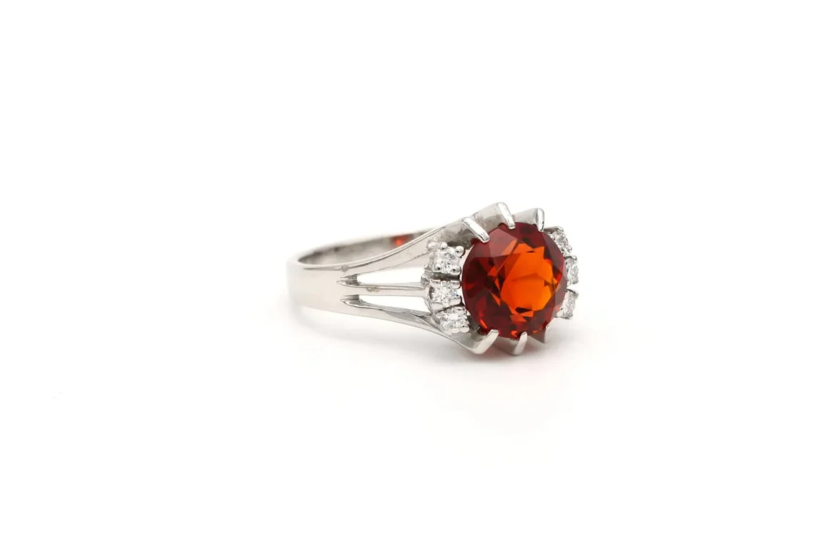 1970 ring in 18-carat white gold set with a citrine and diamonds  - Image 3