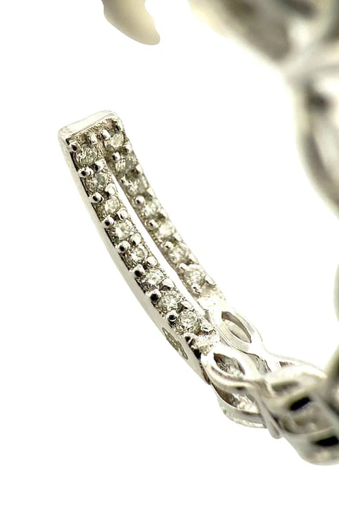 18-carat white gold hoop earrings with marquise diamonds  - Image 11