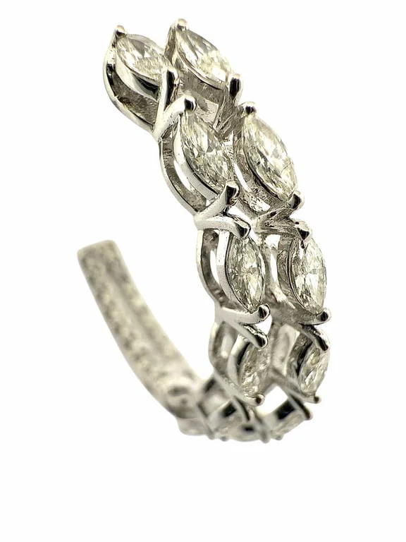 18-carat white gold hoop earrings with marquise diamonds  - Image 6