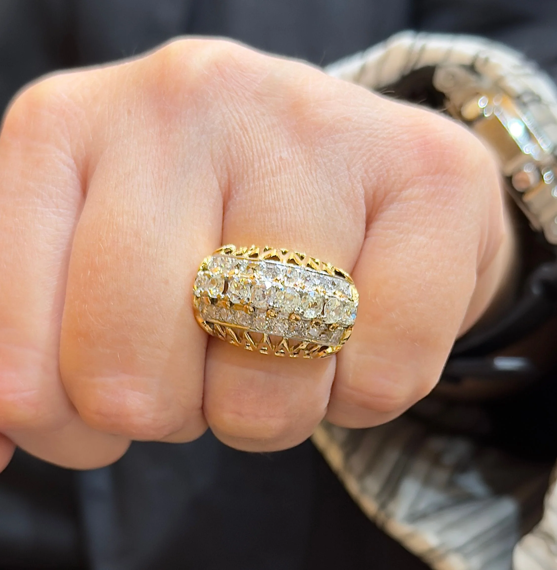 Old garter ring in 18-carat yellow gold and old-cut diamonds - Image 6