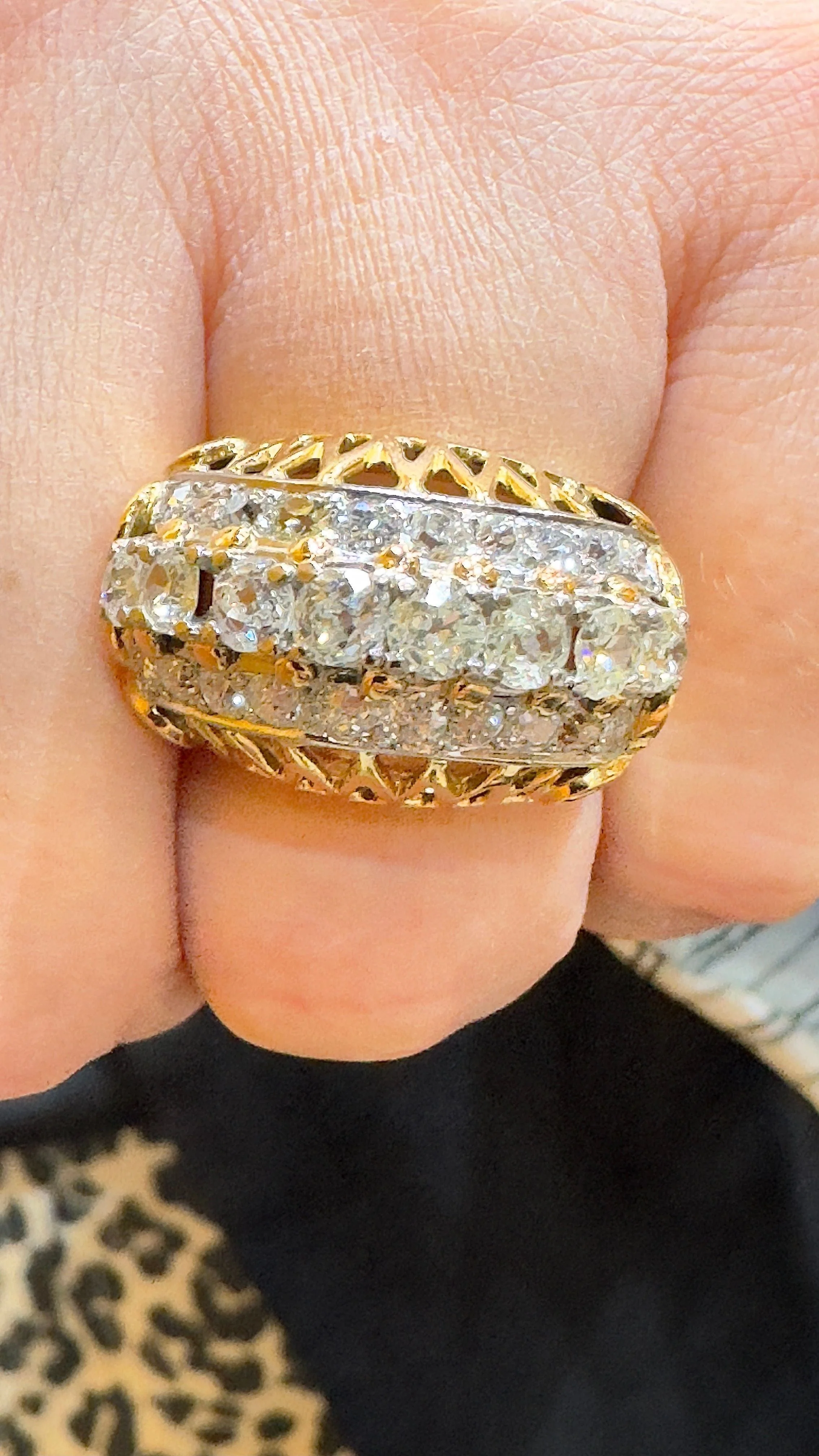 Old garter ring in 18-carat yellow gold and old-cut diamonds - Image 8