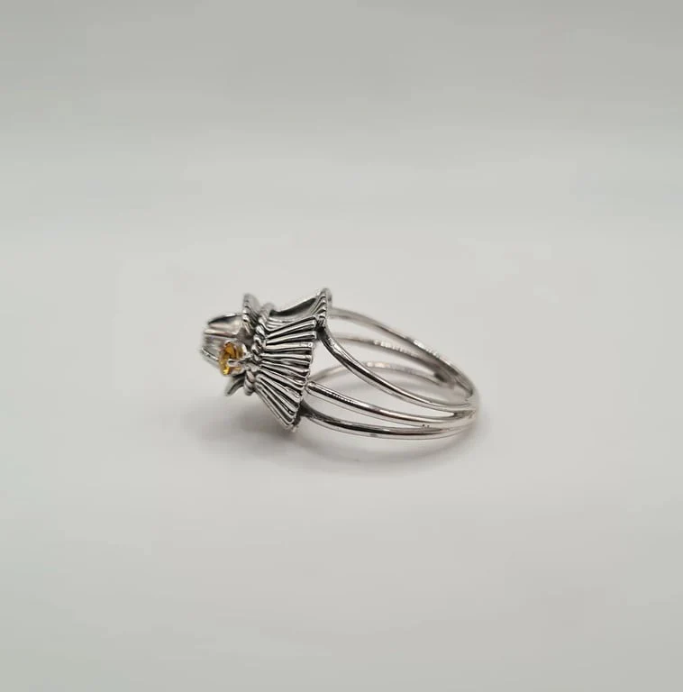 White gold, citrine and old-cut diamond ring - Image 5
