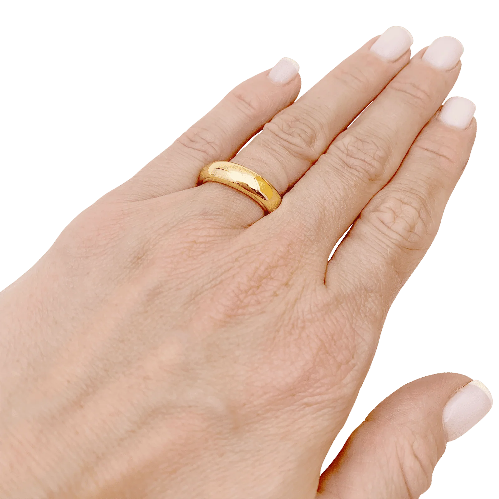 Domed bangle ring in yellow gold. - Image 6