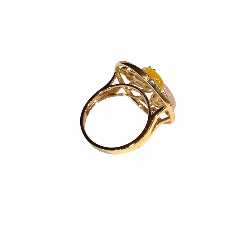 Swirl ring in 18-carat rose gold, jade and diamonds  - Image 3