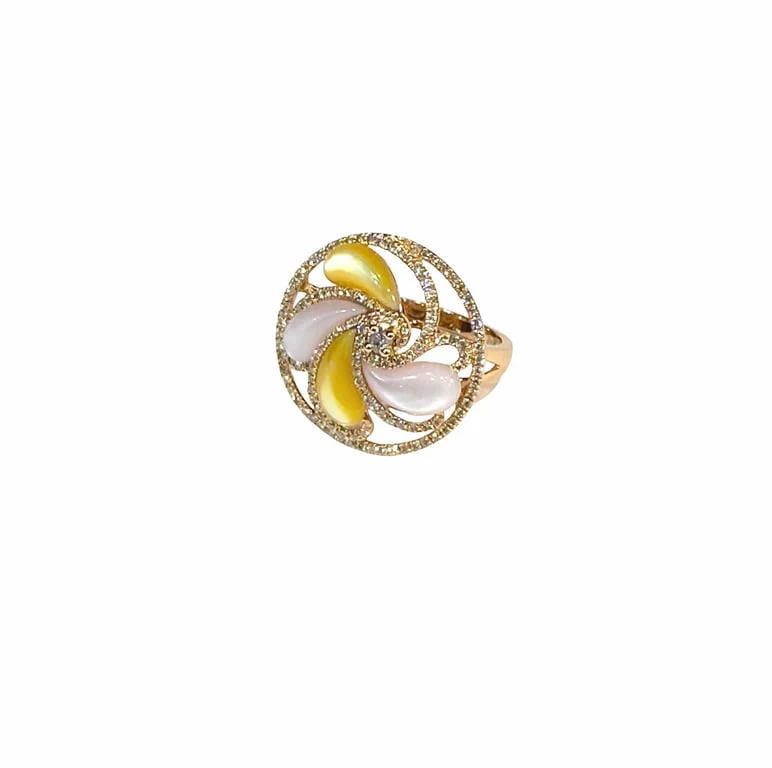 Swirl ring in 18-carat rose gold, jade and diamonds  - Image 5