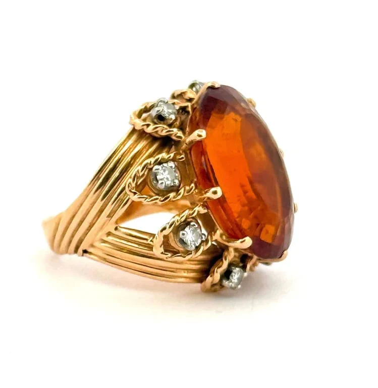 Antique ring in 18-carat gold, citrine and diamonds  - Image 3
