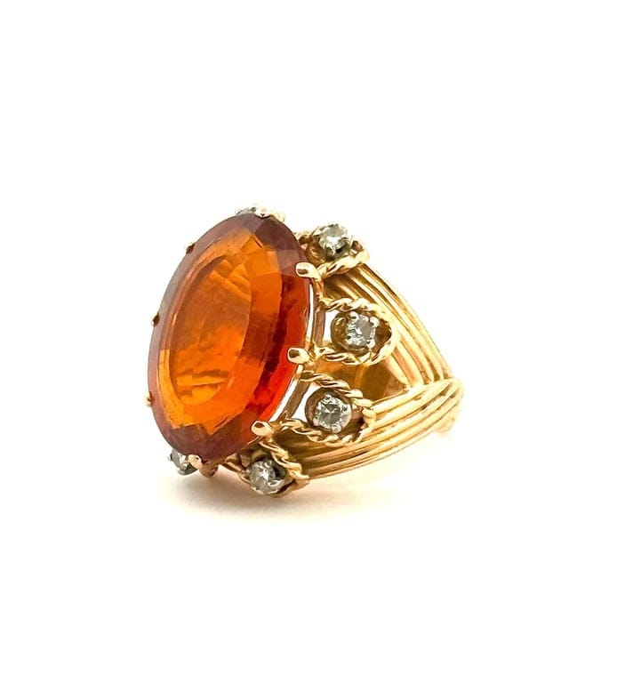 Antique ring in 18-carat gold, citrine and diamonds  - Image 4