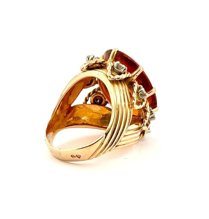 Antique ring in 18-carat gold, citrine and diamonds  - Image 5
