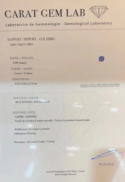 Solitaire in 18k white gold, Ceylon sapphire and diamonds  - Image 11