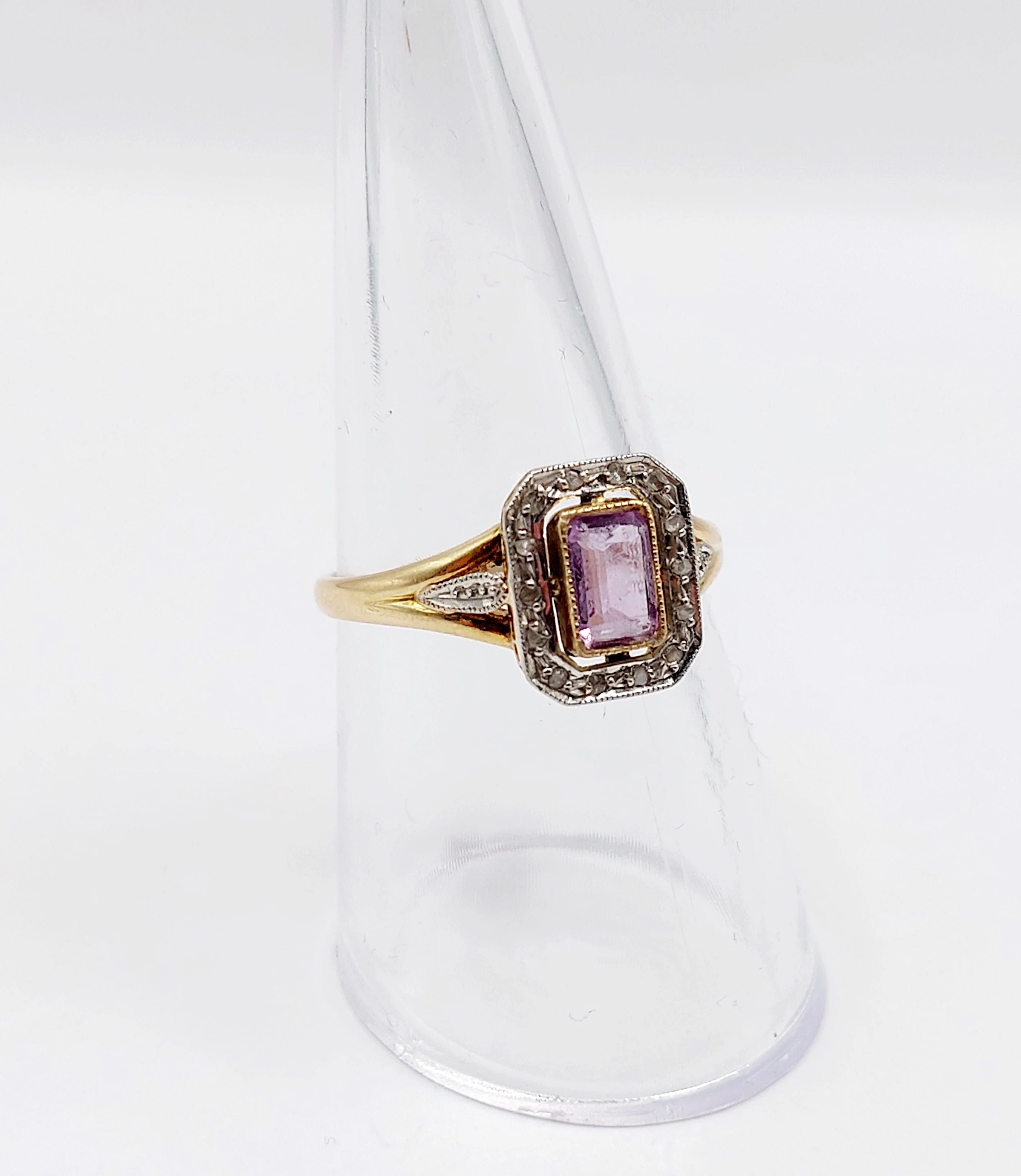 Pompadour ring in yellow gold, platinum, amethyst and rose-cut diamonds (circa 1910)  - Image 10