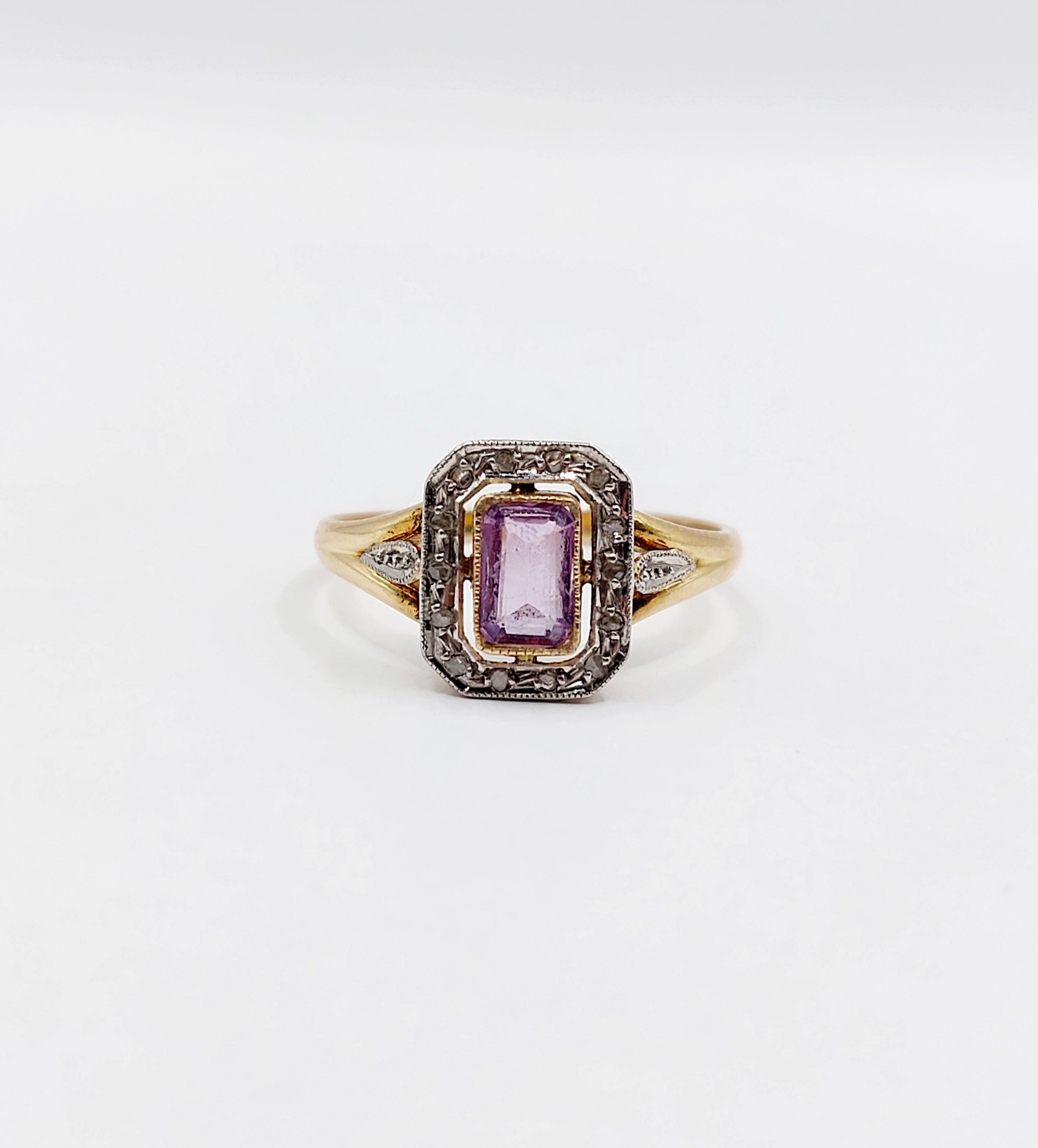 Pompadour ring in yellow gold, platinum, amethyst and rose-cut diamonds (circa 1910)  - Image 5