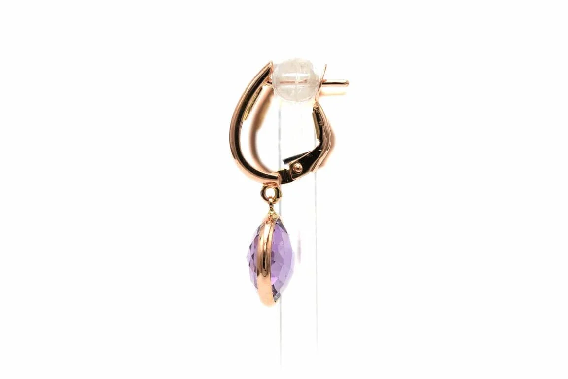 Contemporary earrings set with amethysts in 18-carat rose gold  - Image 4