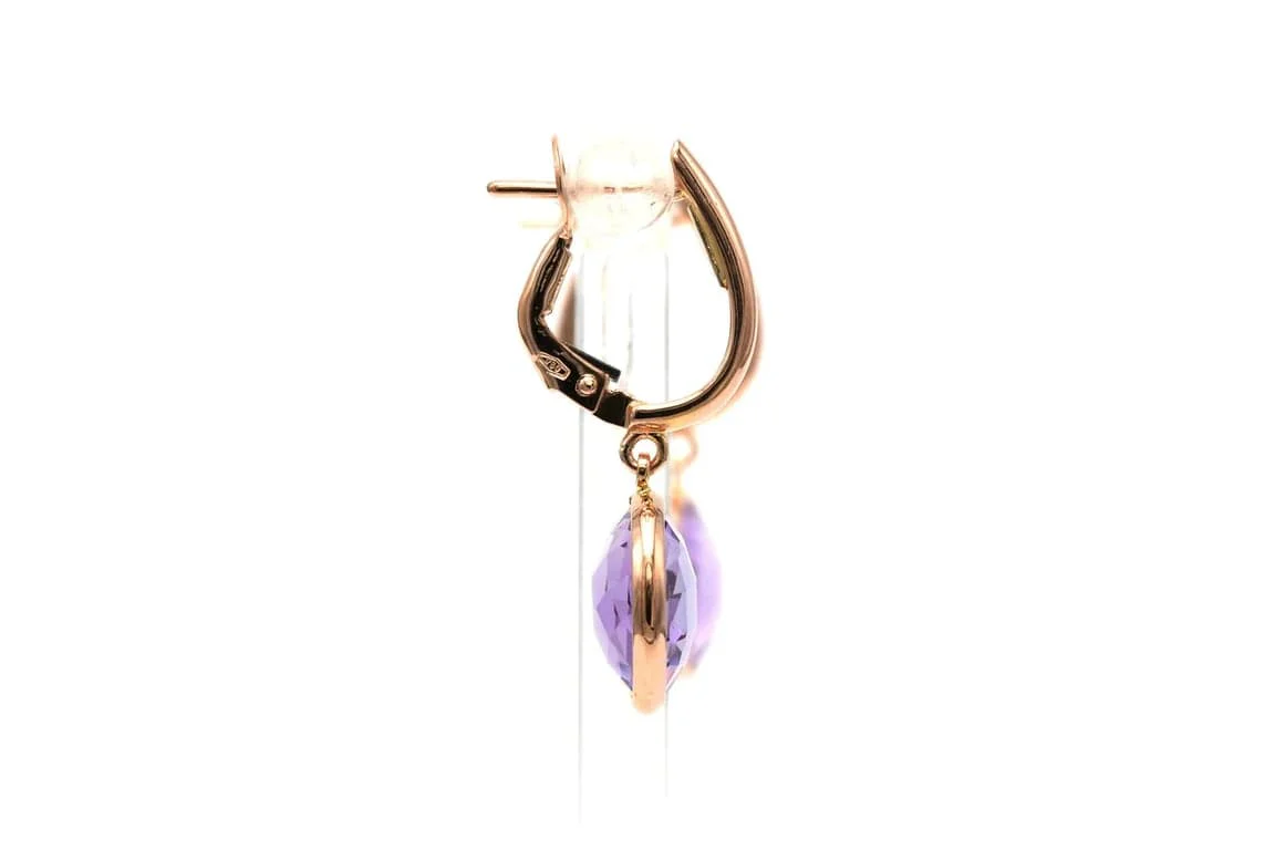 Contemporary earrings set with amethysts in 18-carat rose gold  - Image 5