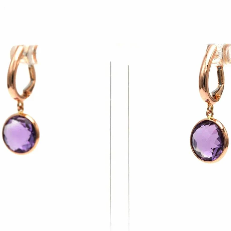 Contemporary earrings set with amethysts in 18-carat rose gold  - Image 6