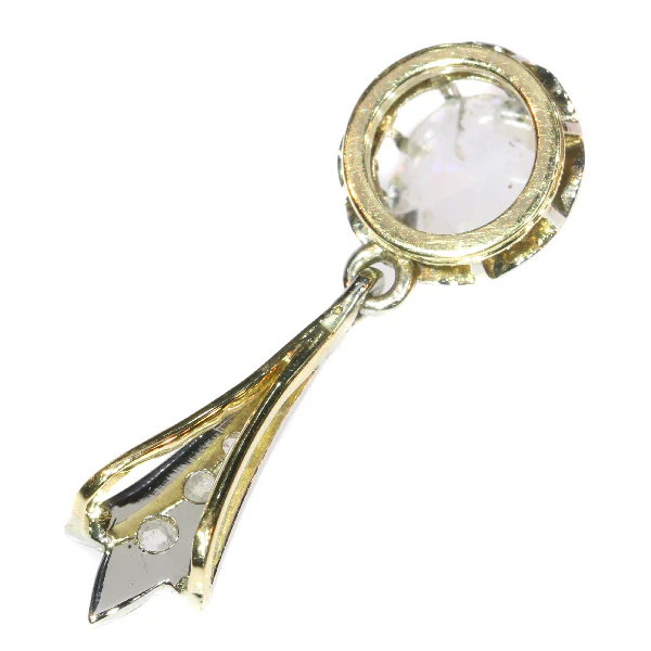 Big Rose Cut Diamond Art Deco Pendant Belle Epoque  - Image 5