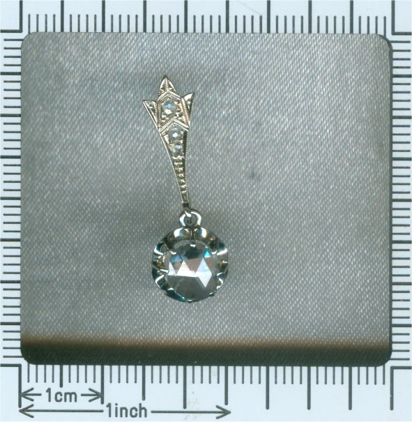 Big Rose Cut Diamond Art Deco Pendant Belle Epoque  - Image 7