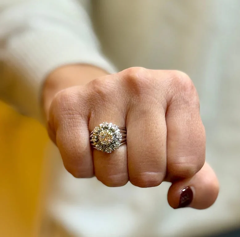 Antique ring in 18-carat white gold and diamonds  - Image 3