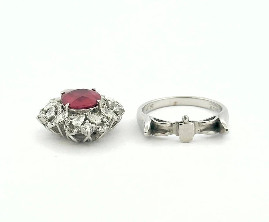 Gold ring, rubies and diamonds, convertible into a pendant  - Image 9