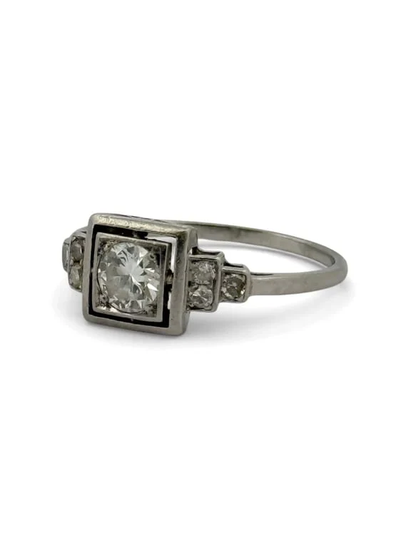 Art Deco ring in platinum and diamonds  - Image 3