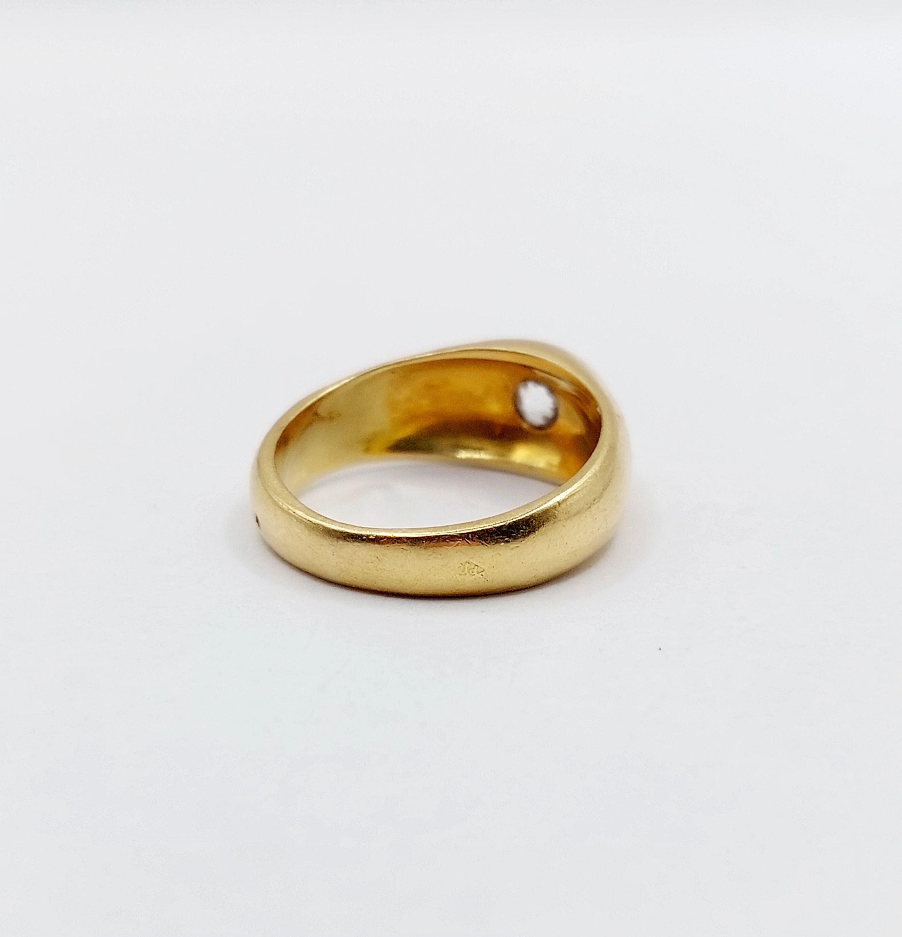 18k yellow gold dome ring with old-cut diamond 0.40 carat  - Image 13