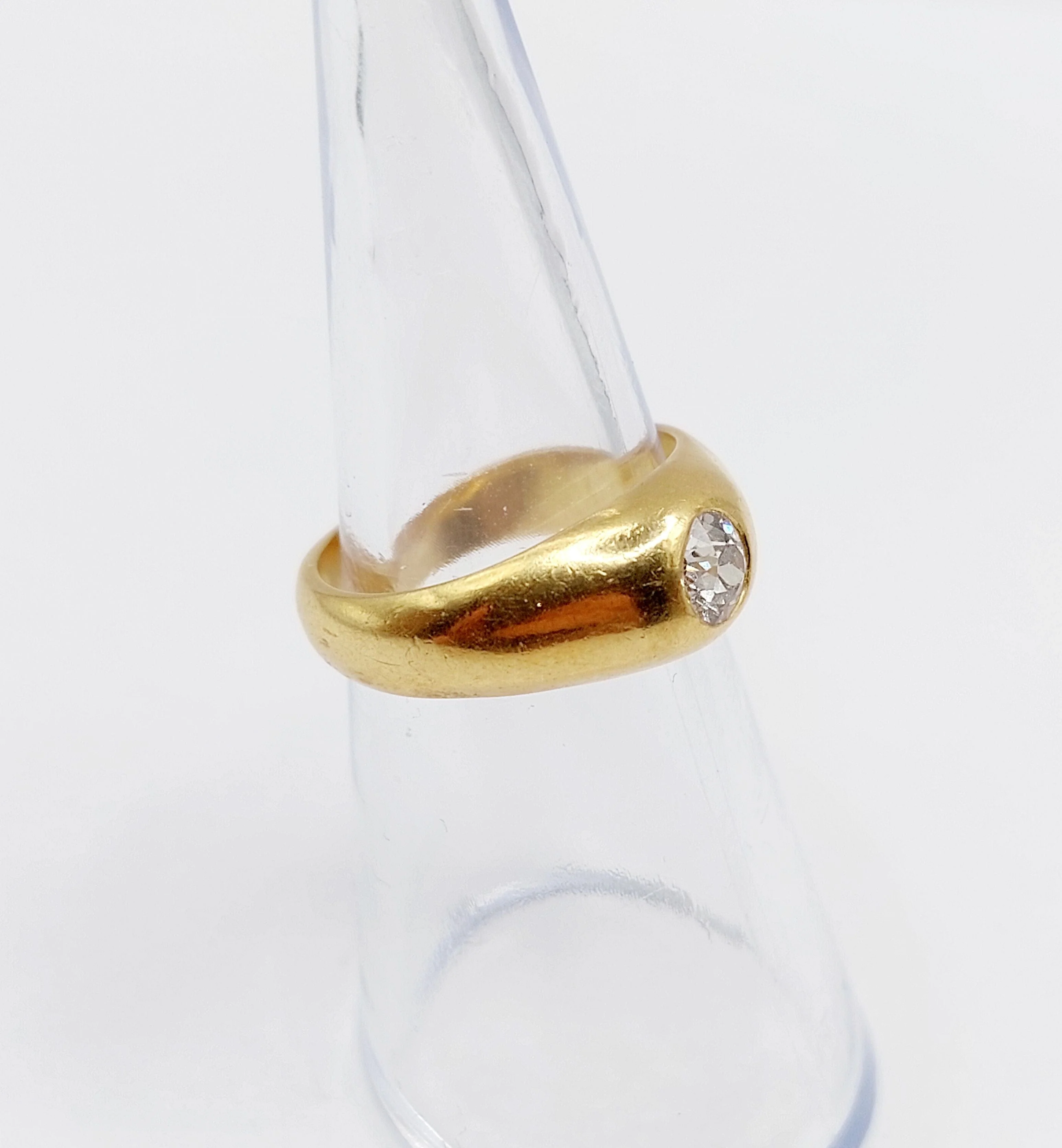 18k yellow gold dome ring with old-cut diamond 0.40 carat  - Image 4