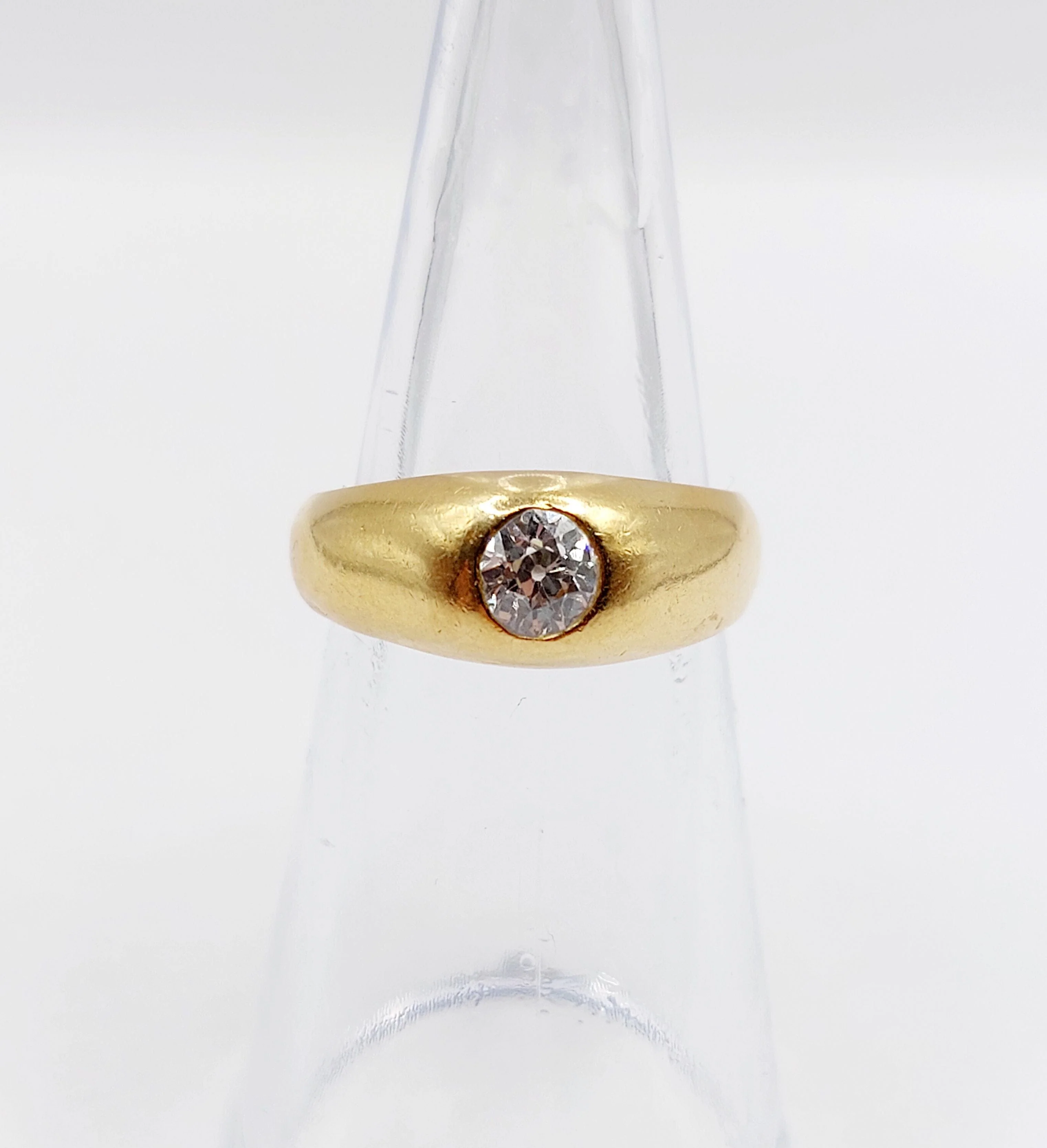 18k yellow gold dome ring with old-cut diamond 0.40 carat  - Image 5