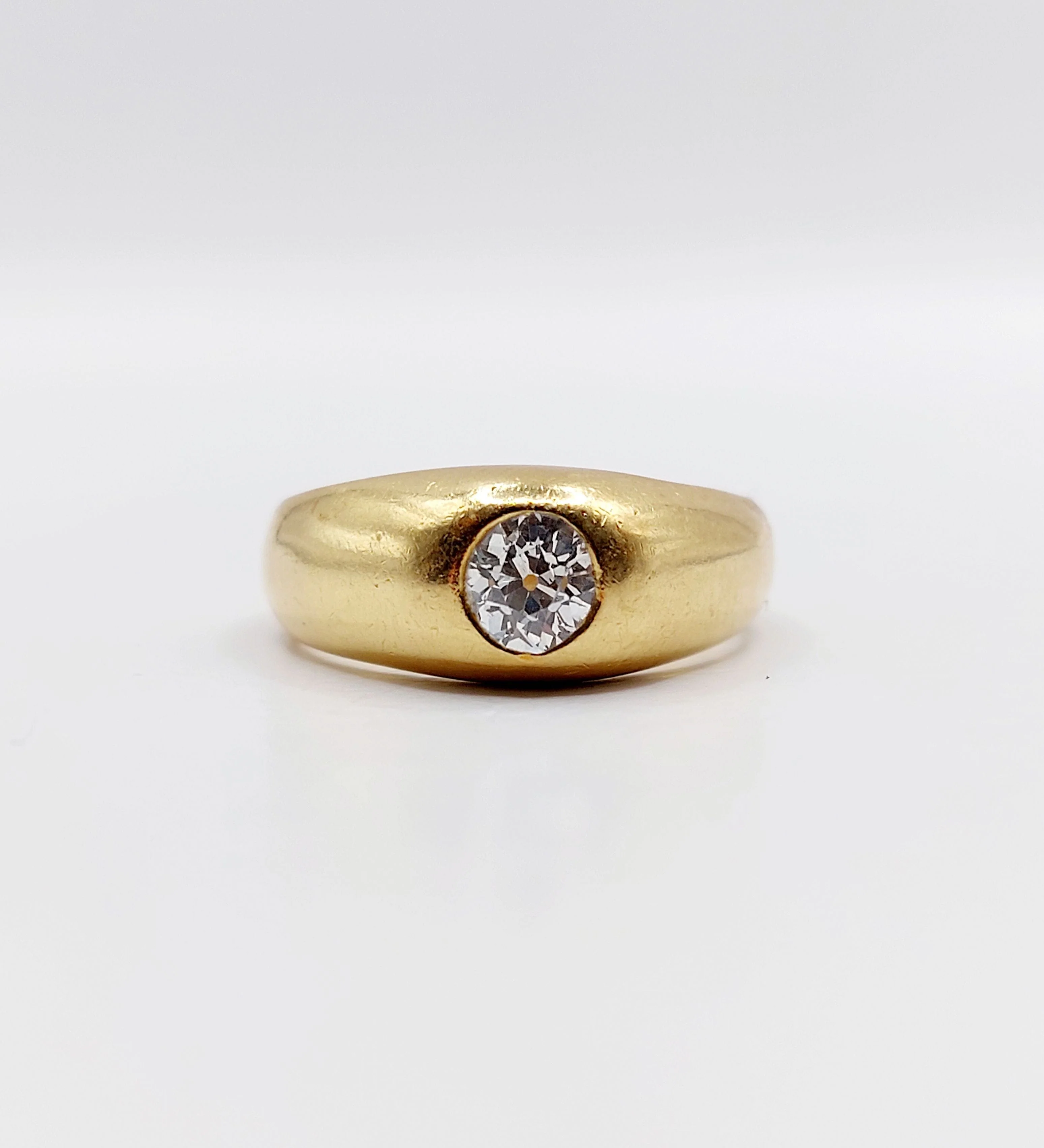 18k yellow gold dome ring with old-cut diamond 0.40 carat  - Image 9
