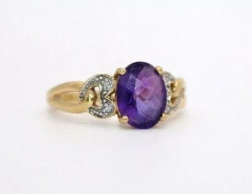 Vintage yellow gold ring, amethyst and diamonds  - Image 4