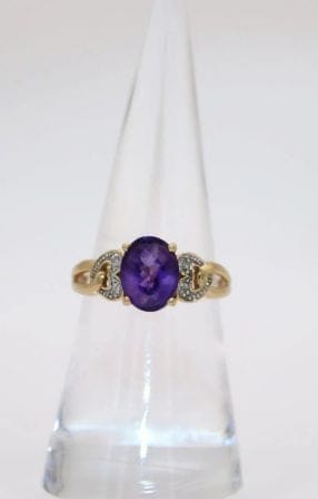 Vintage yellow gold ring, amethyst and diamonds  - Image 5