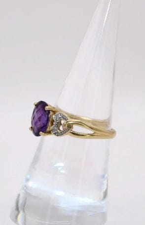 Vintage yellow gold ring, amethyst and diamonds  - Image 8