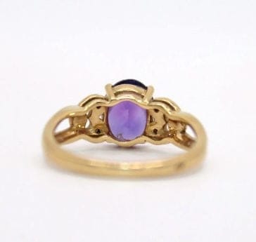 Vintage yellow gold ring, amethyst and diamonds  - Image 9