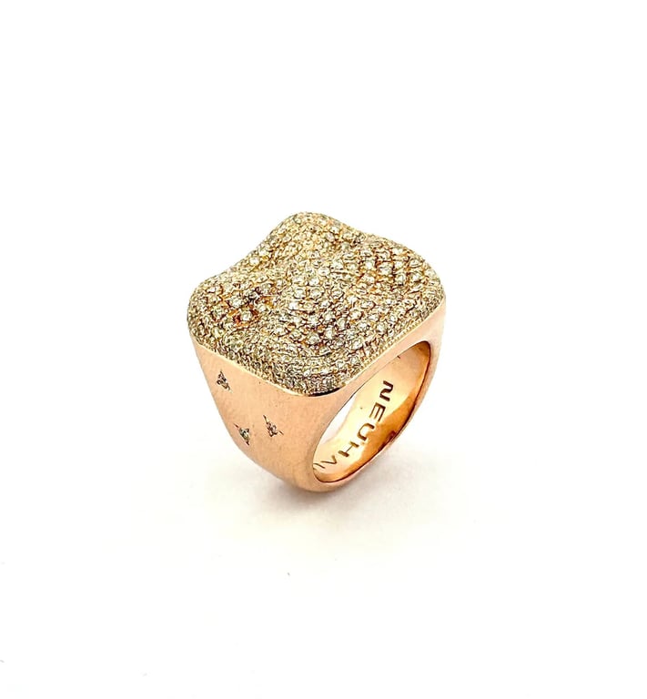 18-carat rose gold ring paved with diamonds  - Image 3