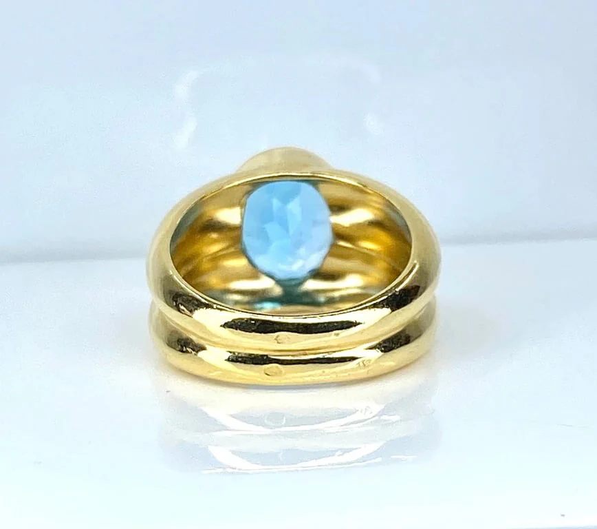 Yellow gold and blue topaz ring - Image 7