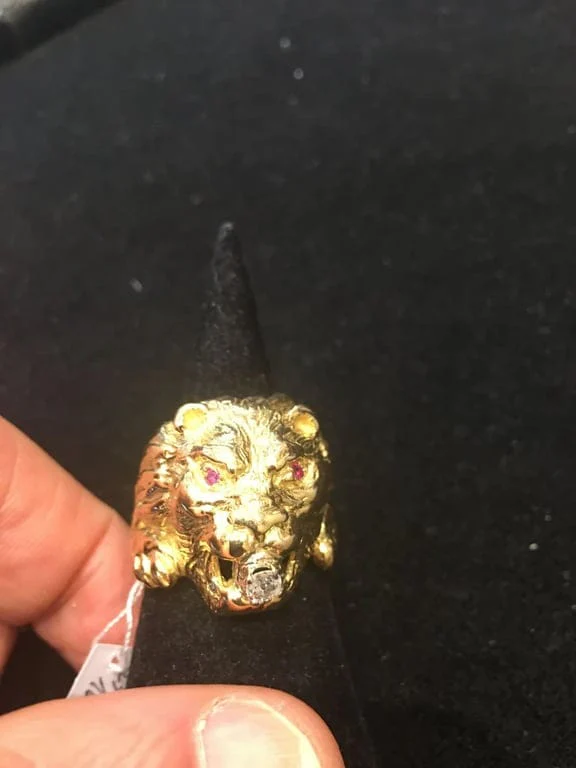 Gold Lion Ring Diamond Ruby  - Image 6