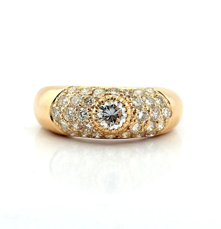 18-carat yellow gold band ring with diamonds  - Image 6